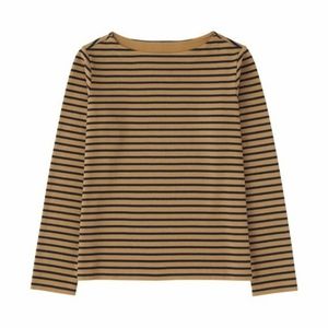Uniqlo mustard striped boat neck long sleeve